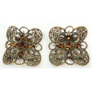 Musi Topaz Rhinestone Filigree Shoe Clips